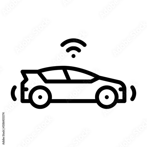 Autonomous Car outline icon. self driving Car black line illustration.