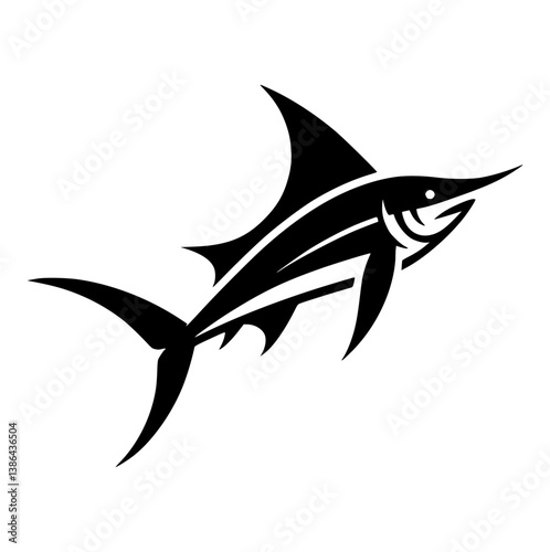 Black Swordfish Vector Silhouette Illustration