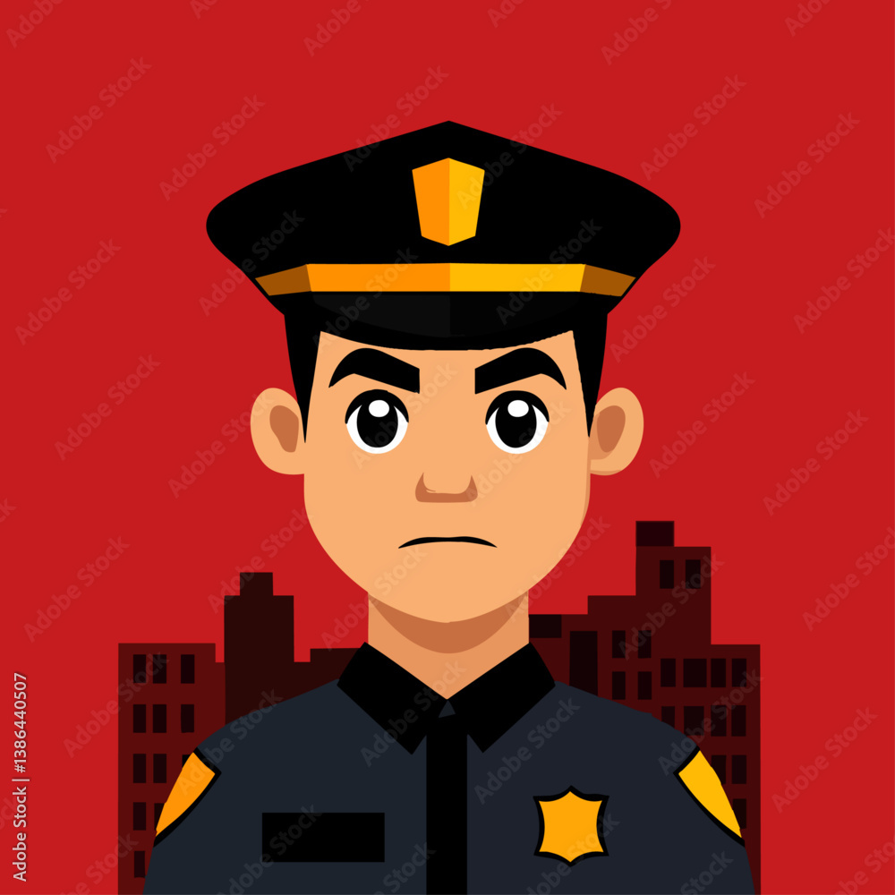 A brave vector illustration of a police officer keeping the city safe A brave vector illustration of a police officer keeping the city safe
