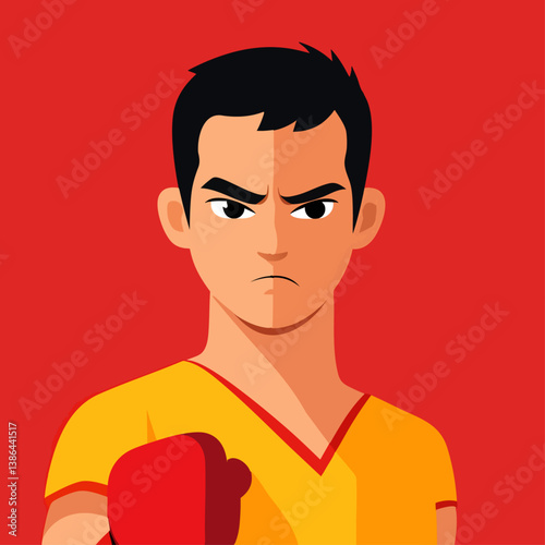 A fierce vector illustration of a boxer throwing a knockout punch