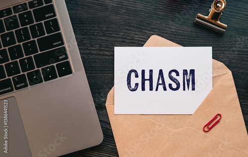 There is word card with the word CHASM. It is as an eye-catching image.