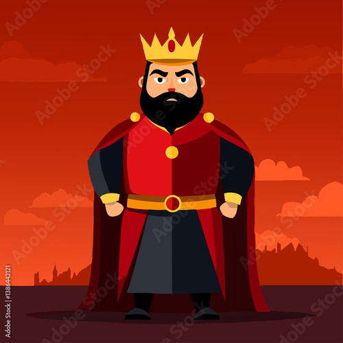 A majestic vector illustration of an emperor overseeing a vast kingdom