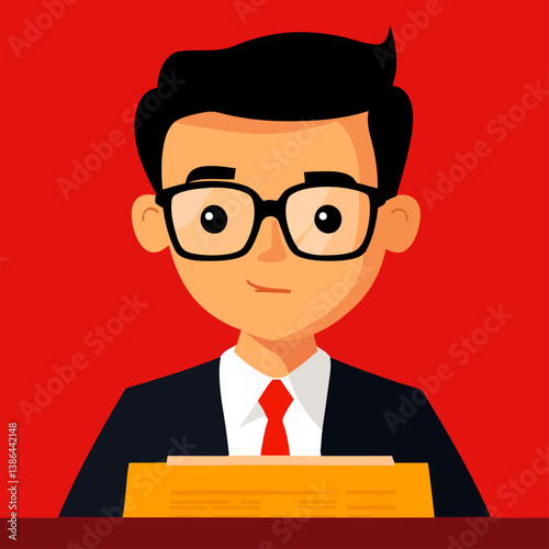 A meticulous vector illustration of an accountant calculating numbers with precision
