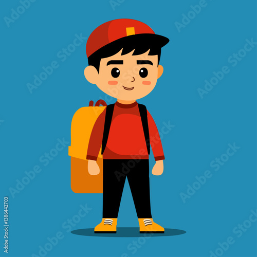 A reliable vector illustration of a postman delivering letters with a trusty bag