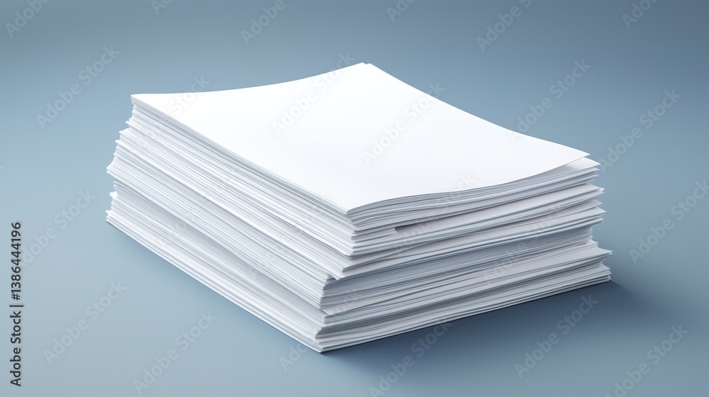 A photo of a stack of blank white paper reams. A photo of a stack of blank white paper reams.