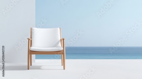 Coastal, minimalist chair on a breezy patio