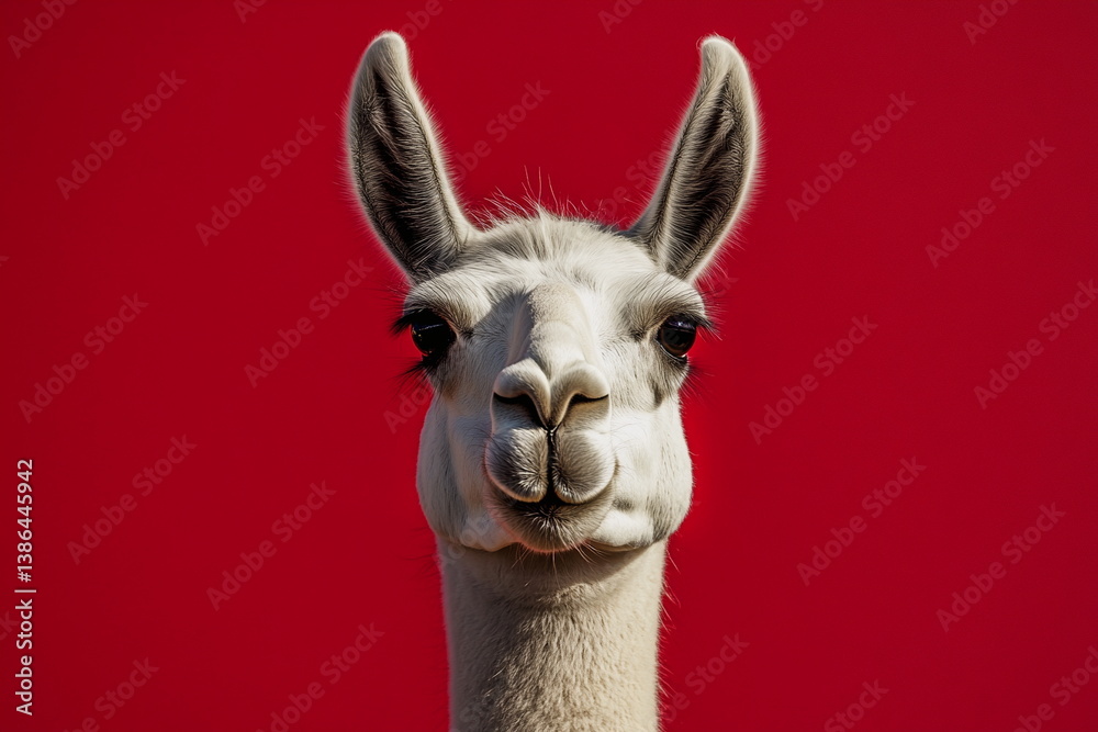 Obraz premium A clean and iconic portrait of a llama with strong contrast, suitable for modern design, branding, or pop-style graphics.