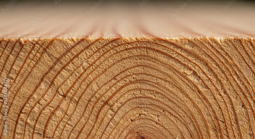 Fototapeta premium Wooden Plank Rings Close-up Natural Texture Lumber Industry Detail Macro Shot