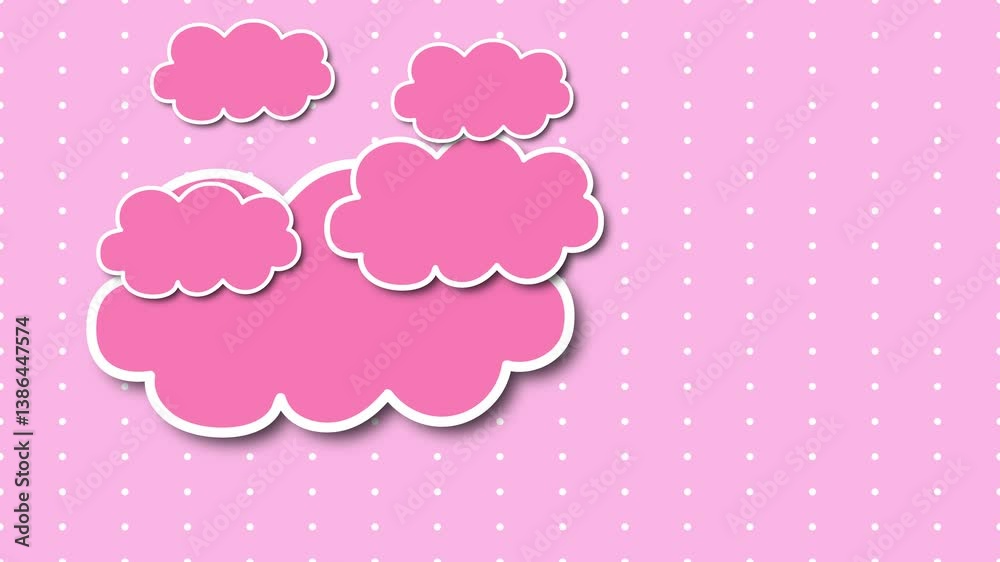 Simple concept with pink clouds on pastel pink background 4k. Simple concept with pink clouds on pastel pink background 4k.