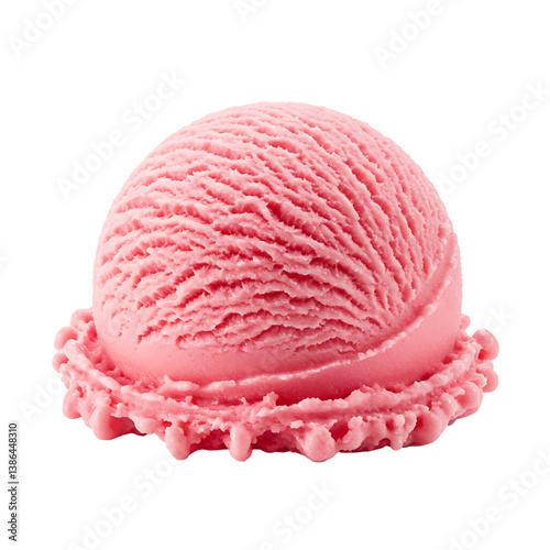 strawberry ice cream isolated on white background 