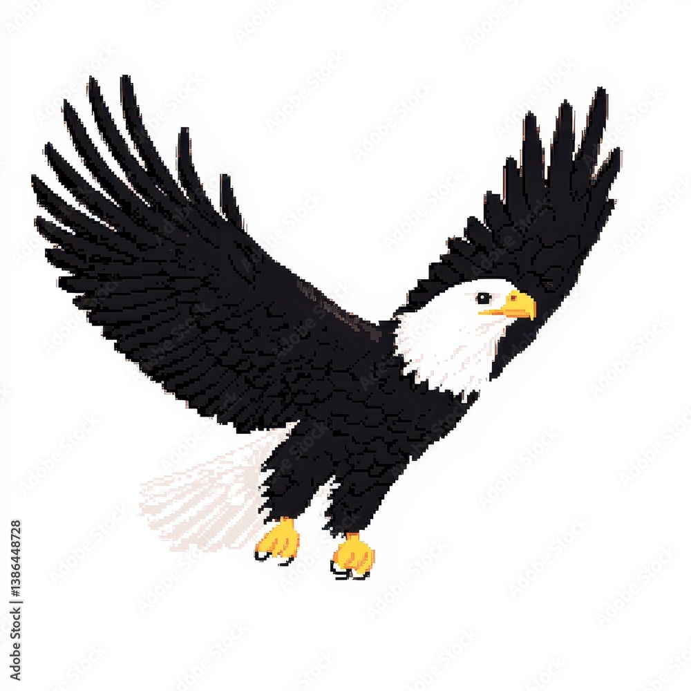 Obraz premium Majestic Bald Eagle in Flight Against White Background
