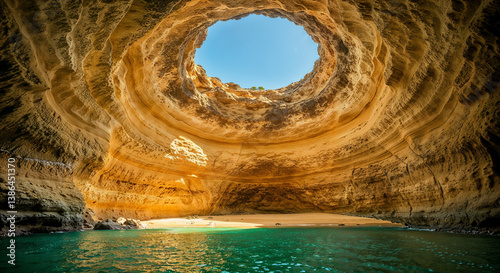 Benagil Cave Algarve Portugal Famous Sea Grotto Oculus Beach Sky