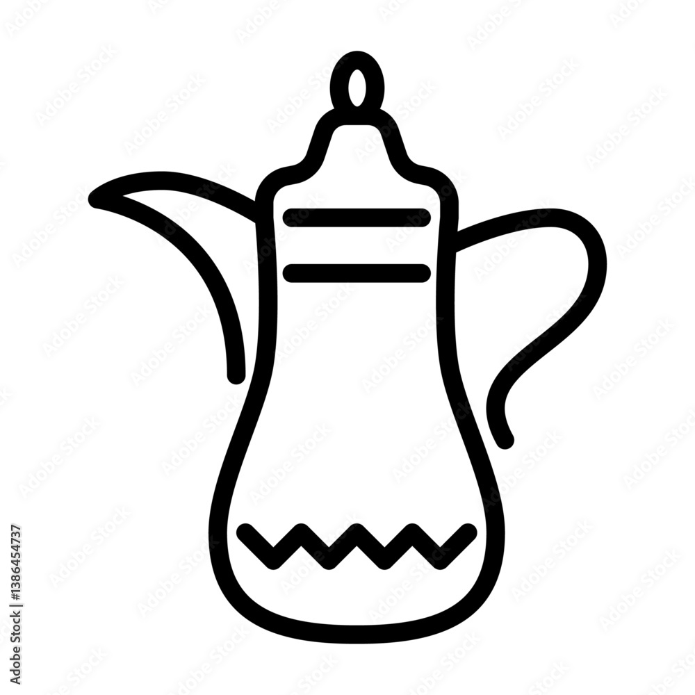 Obraz premium Arabian coffee pot outline icon. coffee pot black line illustration.