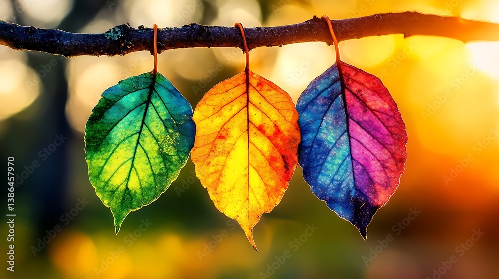 Obraz premium Autumnal Rainbow Leaves.