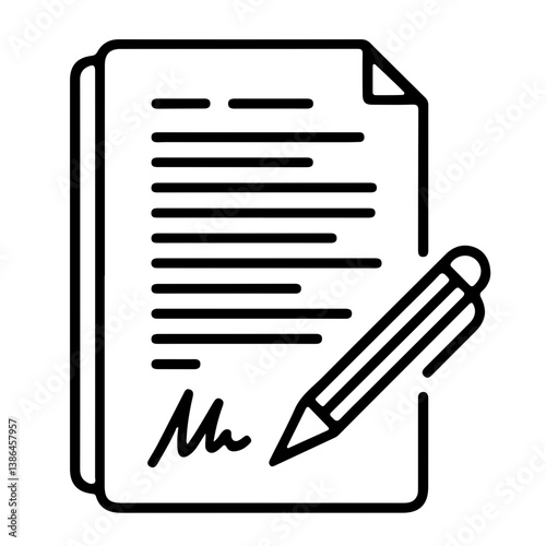 Minimalist icon of a contract or signed document symbolizing agreement confirmation and digital documentation