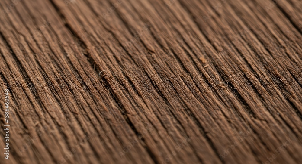 Fototapeta premium Dark weathered rustic wooden surface with deep brown tones and prominent natural grain texture, concept for organic product packaging, natural background design and vintage aesthetic display