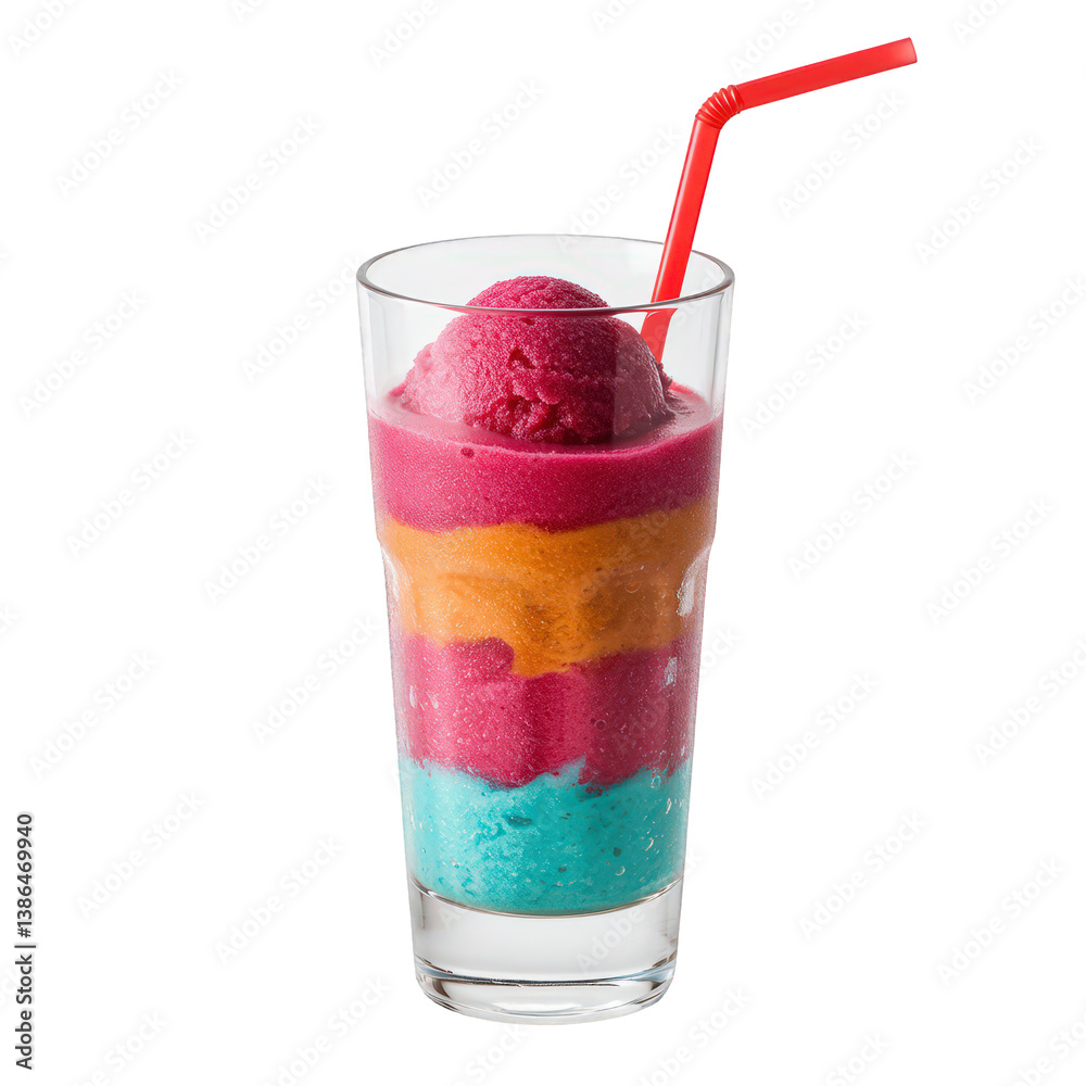Triple-Layer Smoothie with a Scoop of Sherbet.