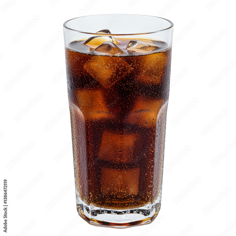 Iced Cola in a Tall Glass with Condensation. Iced Cola in a Tall Glass with Condensation.