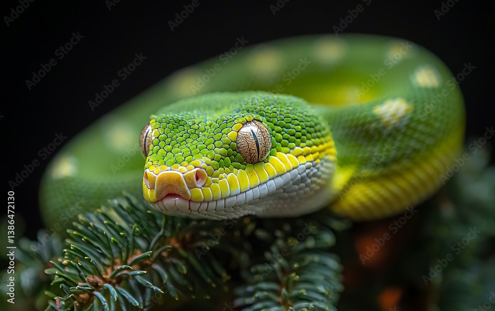 Fototapeta premium Emerald Tree Boa with Tropical Beauty.