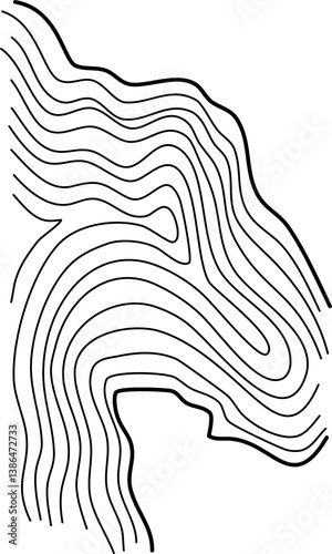 Topographic gradient line map. Abstract circle lines background. Abstract blank detailed topographic contour map. Background of the topographic map. Line topography map contour background.