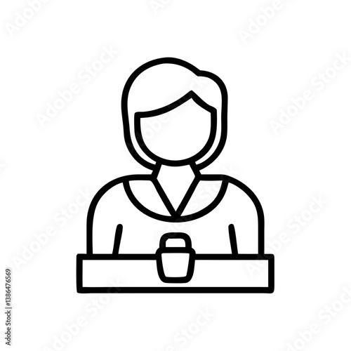 Line icon of TV presenter with microphone, media and communication theme