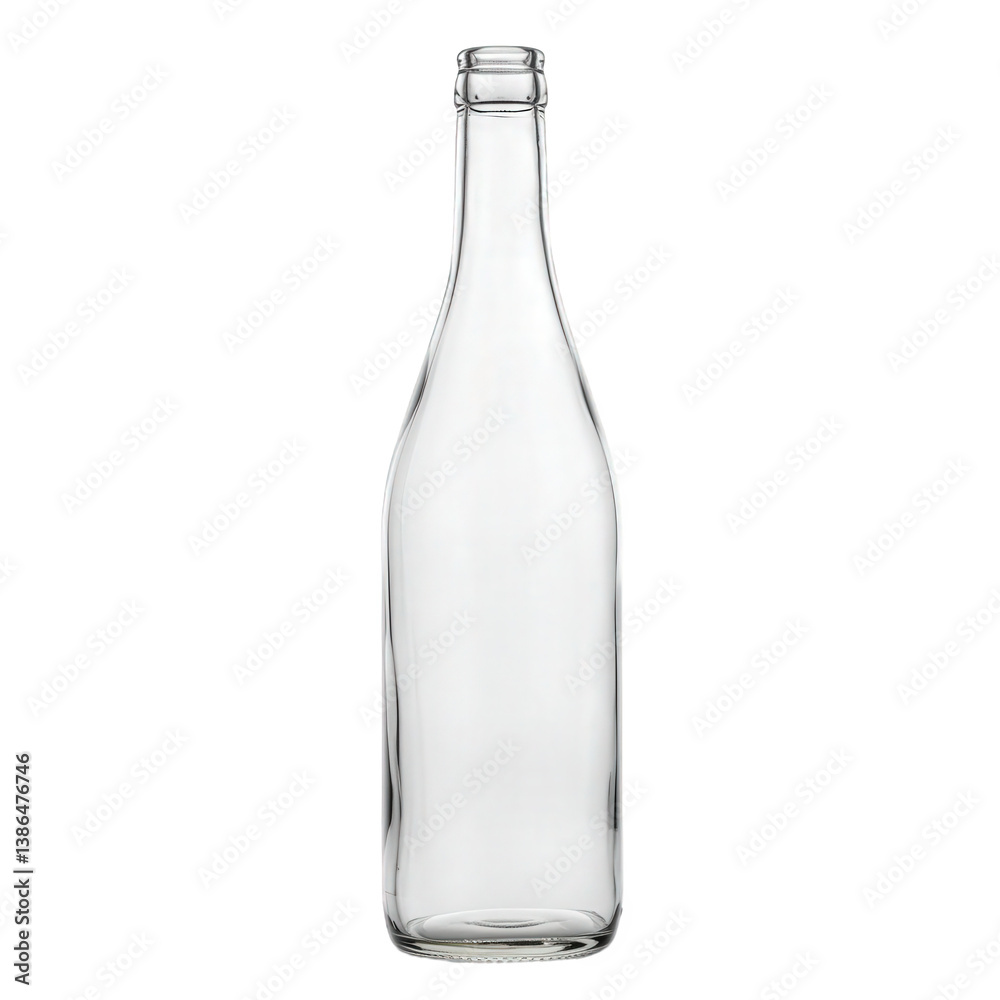 Clear Empty Glass Wine Bottle with Lip and Neck. Clear Empty Glass Wine Bottle with Lip and Neck.