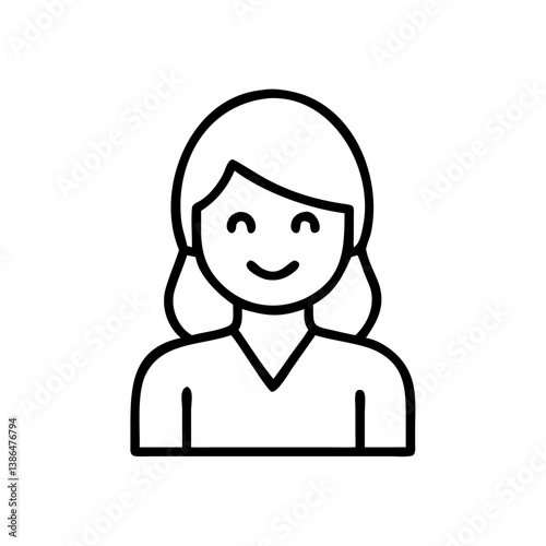 Female software developer coding in outline icon style
