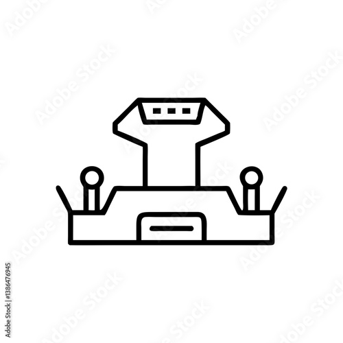 Cyberpunk-style gaming arena in line art, black and white, futuristic entertainment space