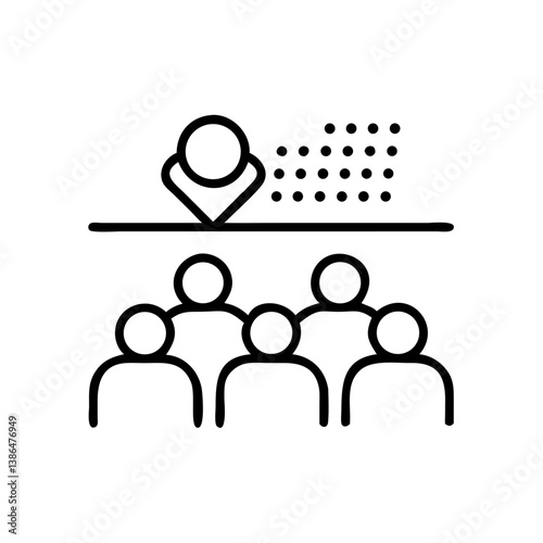 Crowd watching padel match, black and white linear style, sports spectators concept