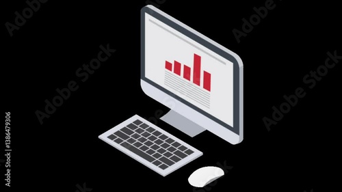 Sticker of a moving computer on a black background photo