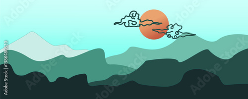 vector illustration of a mountain landscape illustration desaign.
