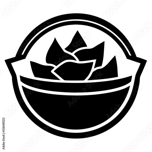 crispy potato chips in a bowl logo