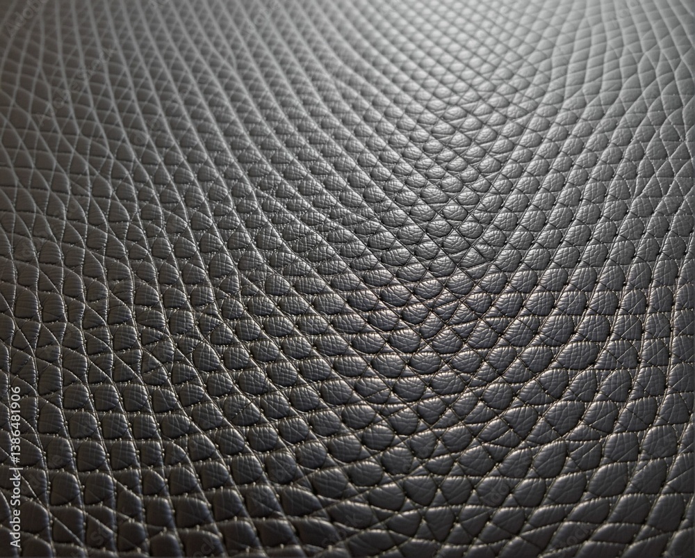 A close-up of textured black leather, showcasing a geometric pattern with fine lines and a smooth surface, ideal for design or fashion applications. A close-up of textured black leather, showcasing a geometric pattern with fine lines and a smooth surface, ideal for design or fashion applications.
