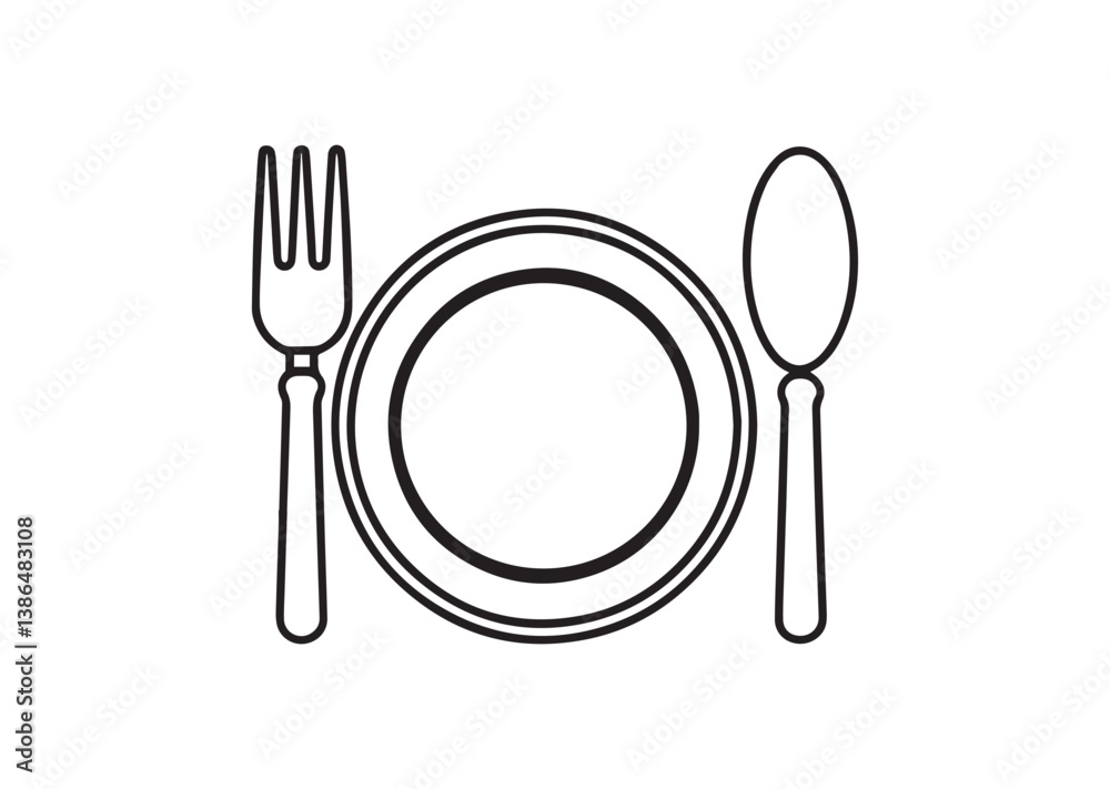 Dish fork knife and plate silhouette Vector Dish fork knife and plate silhouette Vector