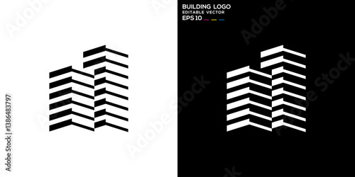 Simple building logo. Apartment, hotel, rent. Vector icon symbol design template EPS 10.