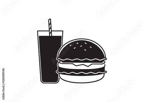 Burger and drink silhouette Vector