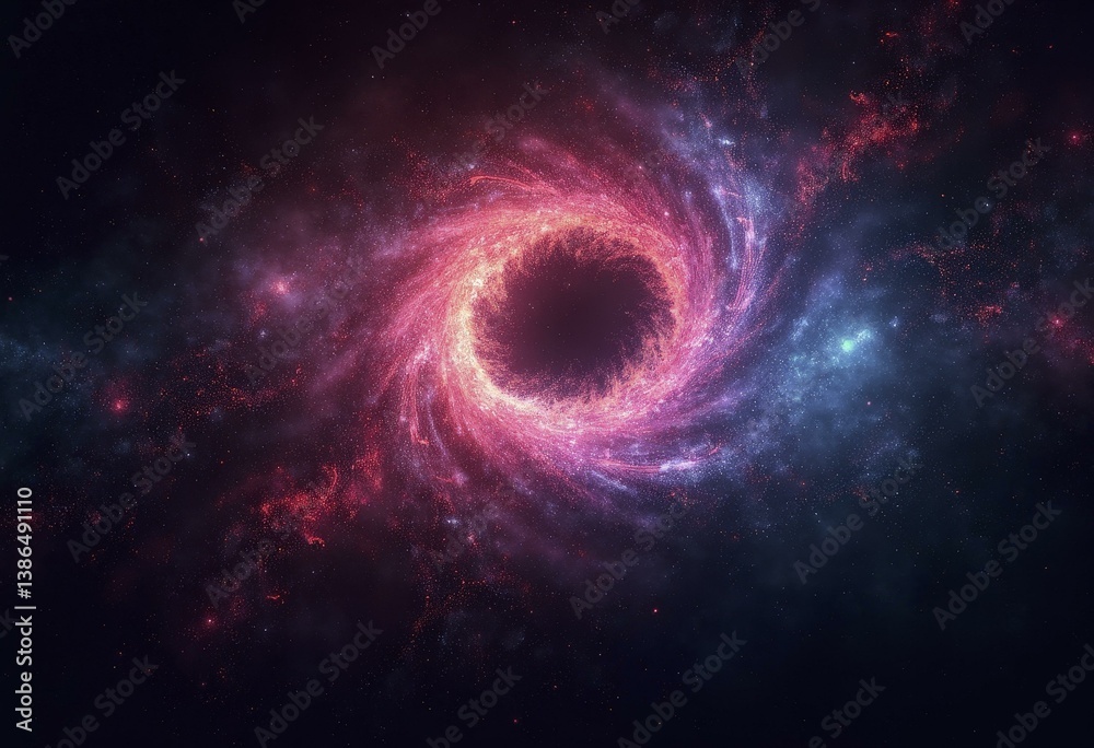 Fototapeta premium Swirling Galaxy with Central Black Hole and Cosmic Clouds