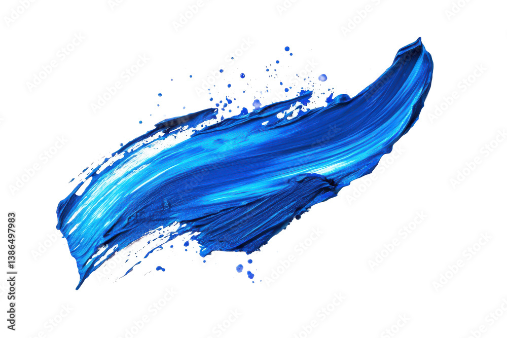 Vibrant blue paint stroke with dynamic brushwork and splatter effect, abstract art, transparent background Vibrant blue paint stroke with dynamic brushwork and splatter effect, abstract art, transparent background