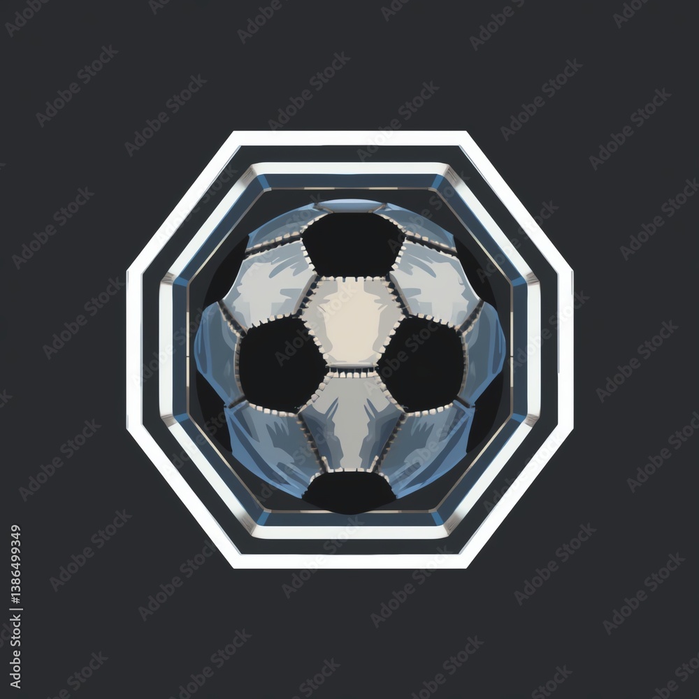 Obraz premium A detailed graphic of a soccer ball displayed in an octagonal shape, showcasing design and creativity in sports art.