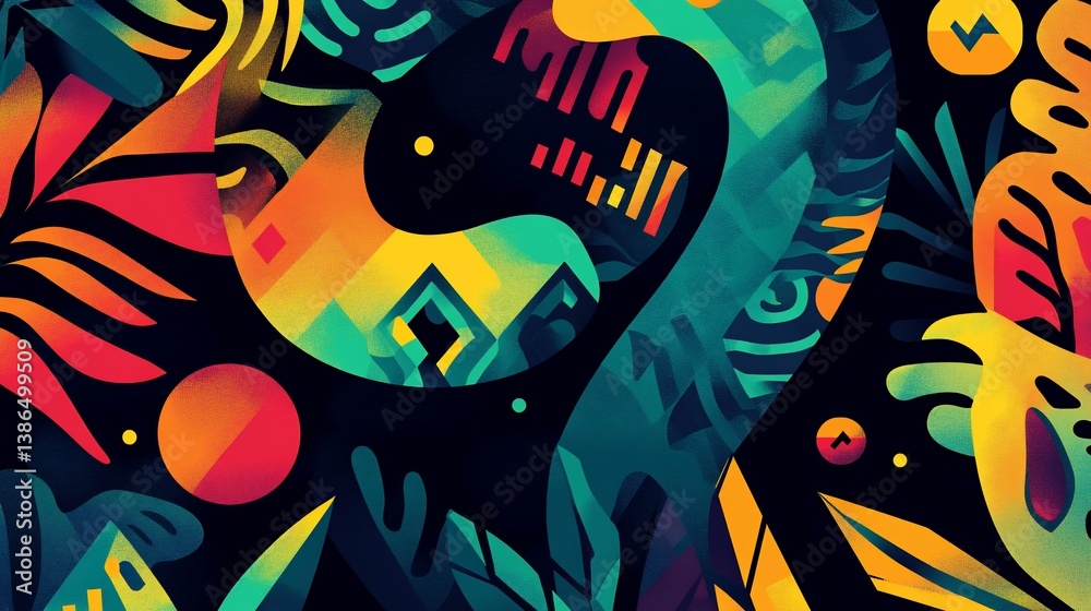 Obraz premium Vibrant Tropical Abstract Pattern Design