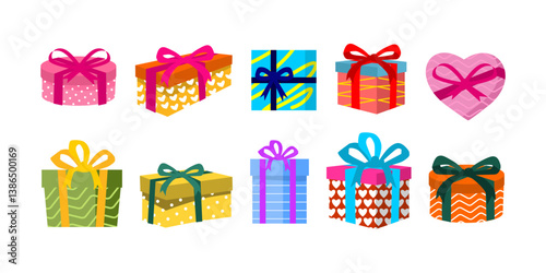 Present icon gift birthday. Gift box icon set. Flat style. Vector eps