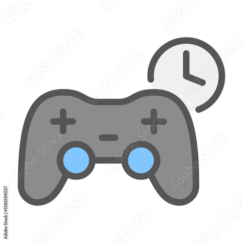 Game Time filled outline icon. gaming color line illustration.