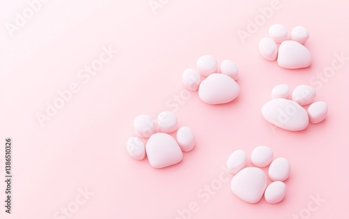 Pastel Pink Paw Prints Background