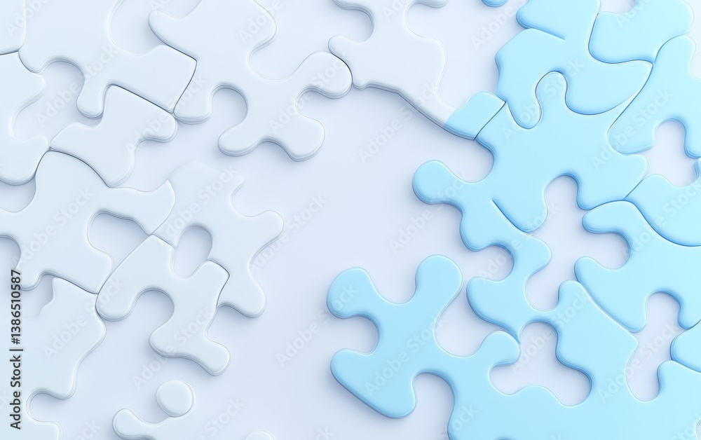 Light Blue Puzzle Piece Missing, White Background, Abstract Design, for Business Use Light Blue Puzzle Piece Missing, White Background, Abstract Design, for Business Use