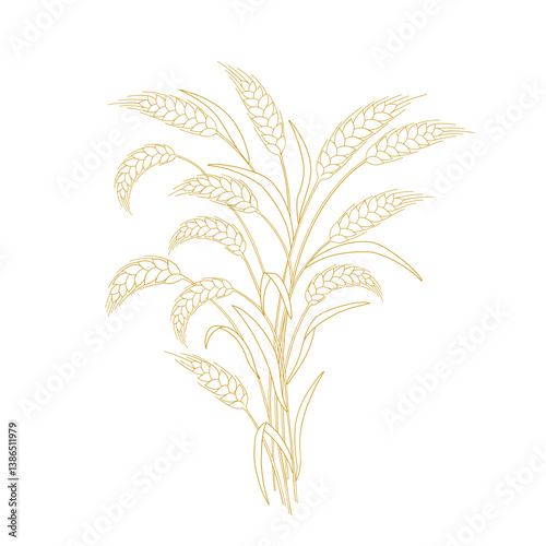 Wheat Sheaf Vector Hand-Drawn Illustration on white background.