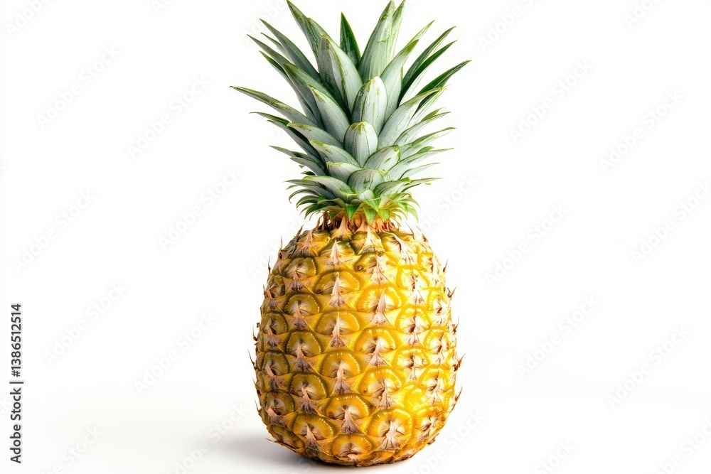 Pineapple Isolated on White Background Showing Its Texture and Vibrant Colors Pineapple Isolated on White Background Showing Its Texture and Vibrant Colors