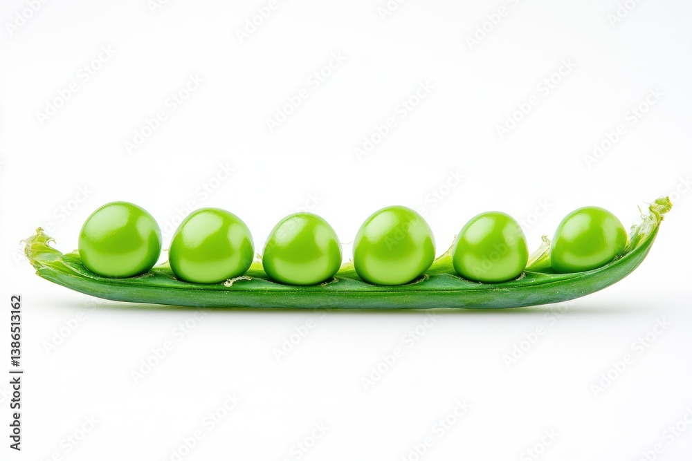 Fresh Green Pea Pod Filled with Peas Isolated on White Background Fresh Green Pea Pod Filled with Peas Isolated on White Background