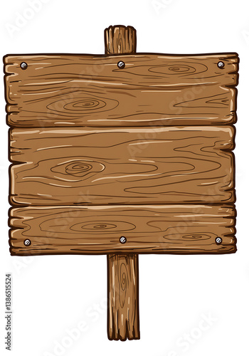 3d wooden signboard vector illustration. cartoony wood sign post. Blank arrow with wood texture, plywood road pointer. City guidance.