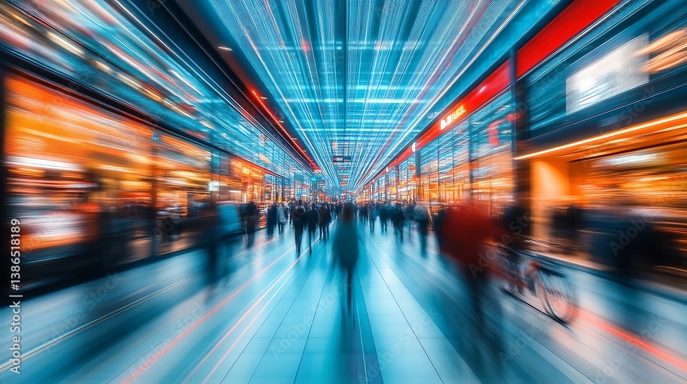 Walking Through Modern Cityscape Tunnel with Blurry Motion and Bright Lights Walking Through Modern Cityscape Tunnel with Blurry Motion and Bright Lights