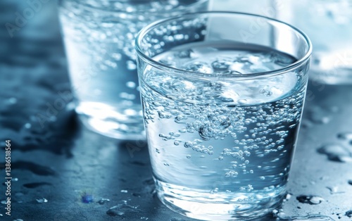 Wallpaper Mural Sparkling water in glasses on a dark surface Torontodigital.ca